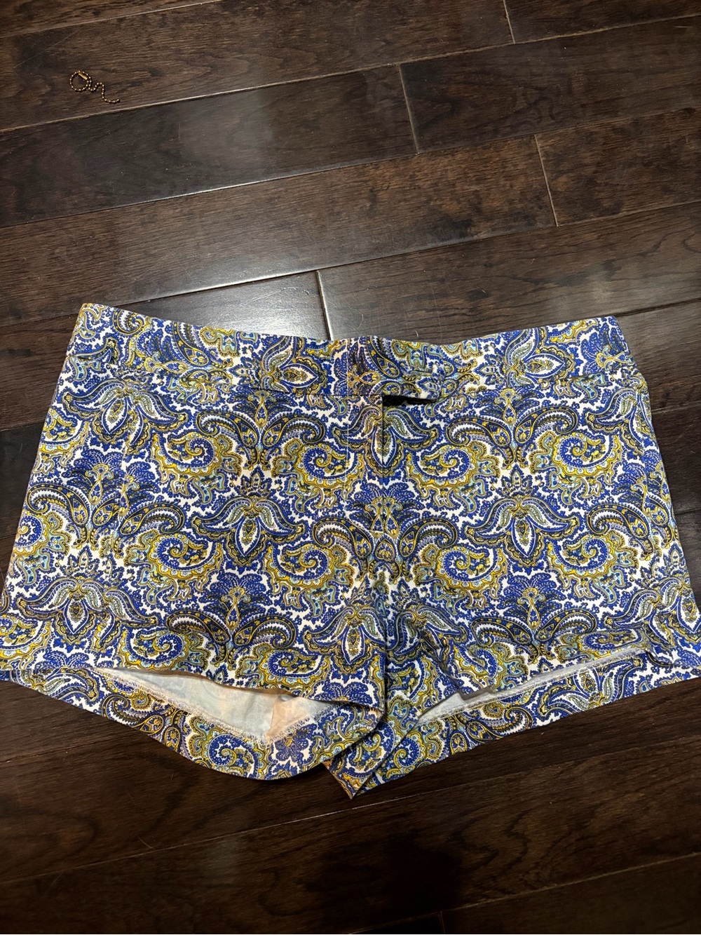 J. Crew Blue and Yellow Paisley High-Waist Women's Shorts